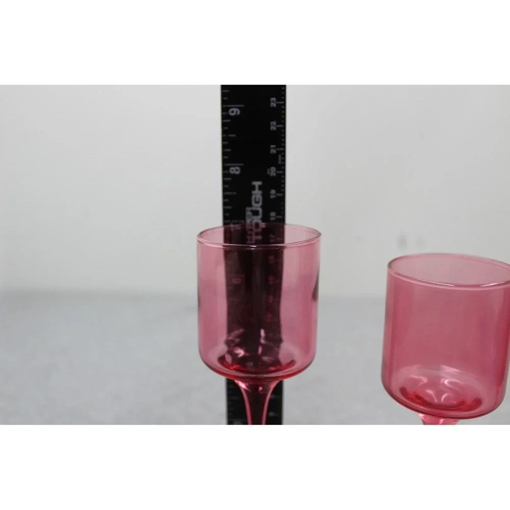 Unbranded Cordial Trio Pink Cranberry Glass Votive Holder Set USA
